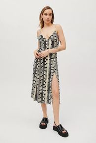 Urban Outfitters Black And White Patterned Slip Dress