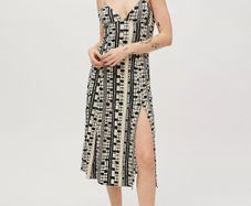 Urban Outfitters Black And White Patterned Slip Dress