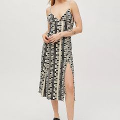 Urban Outfitters Black And White Patterned Slip Dress