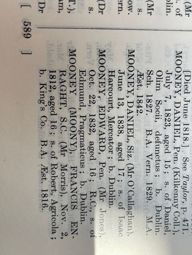 Trinity Collage Dublin student listing . Scarce book.