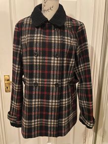 Mantaray Checked Wool Blend Jacket - Size 16 - Lined - Classic Style