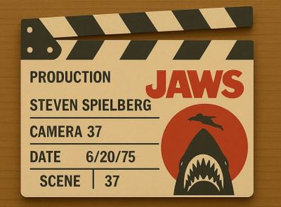 Jaws display scene clap board