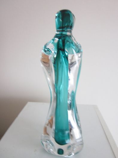 Murano Turquoise and Clear Glass Vase "The Lovers"