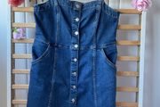 dress h&amp;n denim mini dress size large button front with pockets