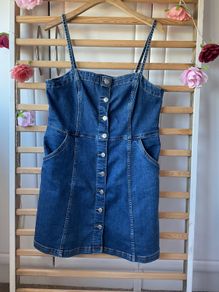 dress h&n denim mini dress size large button front with pockets
