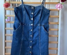 dress h&n denim mini dress size large button front with pockets