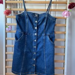 dress h&n denim mini dress size large button front with pockets