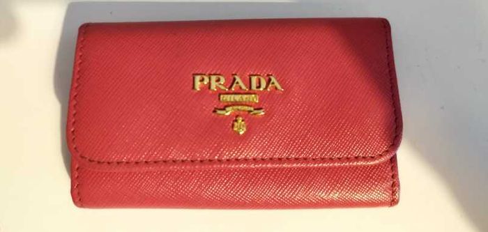 PRADA Leather Key Case Key Ring Pink