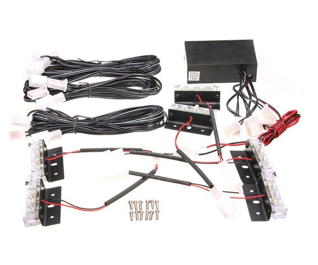 12V 6 Amber LED Flashing Grill Lights Bar Strobes Warning Lights