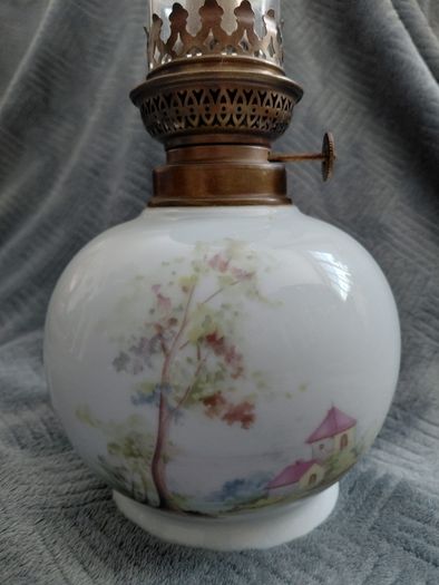 Antique French Limoges porcelain oil lamp