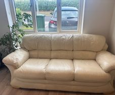 Three seater leather sofa Cream