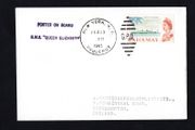1965 Bahamas Cover with Posted on Board R.M.8. "Queen Elizabeth" with New York Paquebot cancel February 23 1965 tying Bahamas 4d commemorative stamp of the same boat