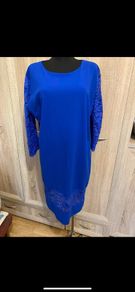 Royal blue midi dress with lace inserts  size UK20 EU 48 Perfect condition. Postage included