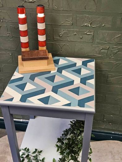 Three D Sq. - Up-Cycled Modern Geometric Side Table