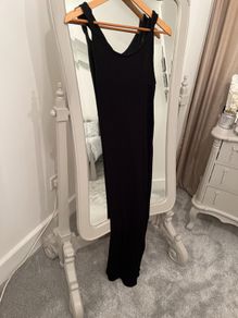F &F Ribbed Black Maxi Dress size M