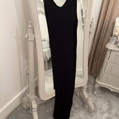 F &F Ribbed Black Maxi Dress size M