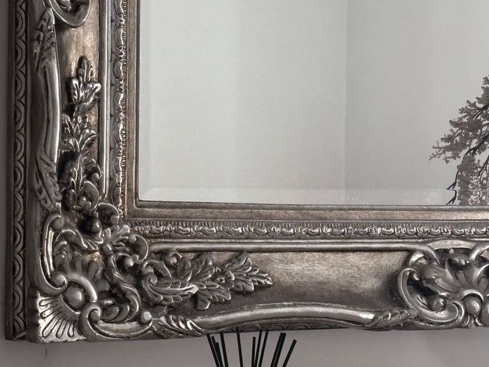 Vintage large champagne/silver mirror