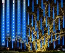 Meteor Shower Rain Lights, Rilitor Falling Rain Lights Waterproof 192 LEDs 8 Tubes 11.8 inch Drop Icicle Fairy String Lights for Christmas Halloween Holiday Party Patio Outdoor MULTIPLE COLOURS AVAILABLE (FREE POSTAGE)