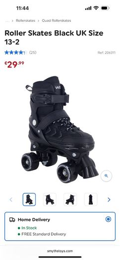 Roller skates black worn once or twice size uk 13-2 kids