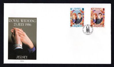 1986 Jersey Royal Wedding HRH Price Andrew and Miss Sarah Ferguson Commemorative Stamps First Day Cover (FDC)
