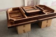 antique beautiful solid hardwood, such as mahogany or walnut. Excellent condition
