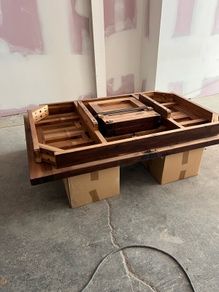 antique beautiful solid hardwood, such as mahogany or walnut. Excellent condition