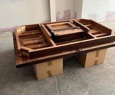 antique beautiful solid hardwood, such as mahogany or walnut. Excellent condition