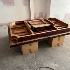 antique beautiful solid hardwood, such as mahogany or walnut. Excellent condition