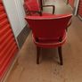 Pair of two very french antique chairs red upholstery oak wood nice stylish 1950s Image 8