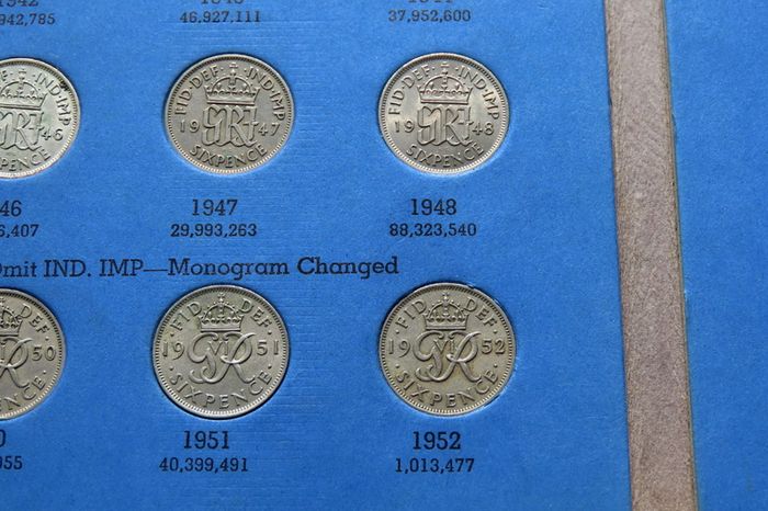 Great Britain Sixpence 1937 To 1967 [34 Coins Inc 10 x Silver Pre 47] Whitman Folder