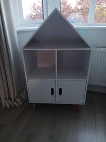 Kids doll house shaped book case storage unit