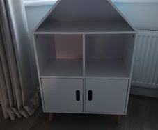 Kids doll house shaped book case storage unit