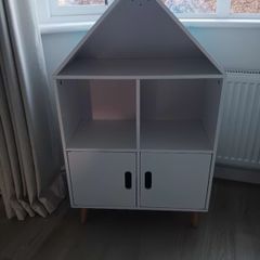 Kids doll house shaped book case storage unit