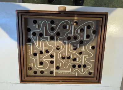 Vintage 80s Labyrinth Wooden Steel Ball Marble Tilting Maze Puzzle Game Roll-A-Maze