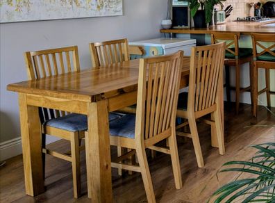 Solid Oak Dining Table & 4 Chairs