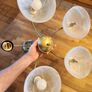 Milanese 5Lt Pendant Light - Antique Brass Metal & Alabaster Glass Image 4