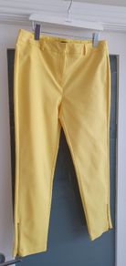 F&F sunny yellow capri style pants with ankle zips Sz 12UK(Fit 12-14UK) - Bnwot
