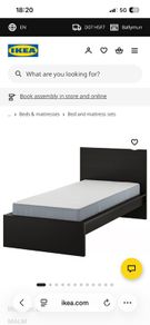 Single Black Bed with Single Mattress
