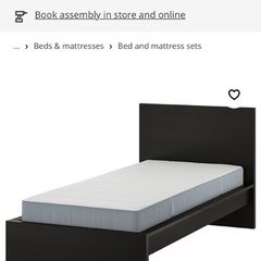 Single Black Bed with Single Mattress