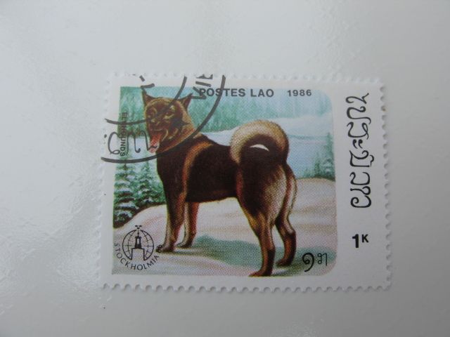 Set of Laos Stamps featuring Dogs