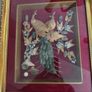 Peacock couple FRAMED IN GELDED FRAM Jade with Seashells painting is created by Myanmar artists Image 4