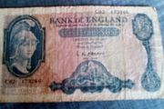 Bank of England Five pound note. L.K. O'Brien. (Price reduction).