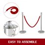 4 Pack Retractable Silver Round Top Stanchion Post Queue Crowd Control Barrier Posts Line Pole with 1.5M Red 2 Velvet Rope Image 5