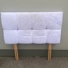 white velvet  single headboard with diamonte detail Free