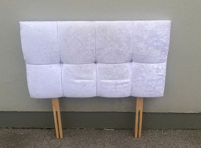 white velvet  single headboard with diamonte detail Free