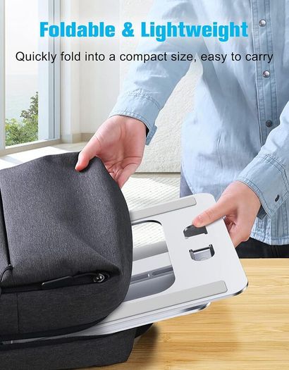 Laptop Stand, Ergonomic Foldable Computer Stand with Adjustable Height, Ventilated Aluminium Alloy Laptop Riser Desktop Book Stands Compatible with MacBook Air Pro