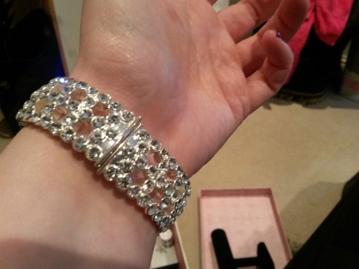 Selection of diamante bracelets, earrings and necklace