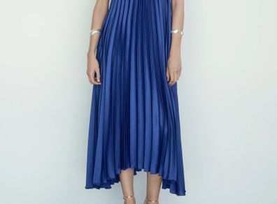 Pleated halter neck dress