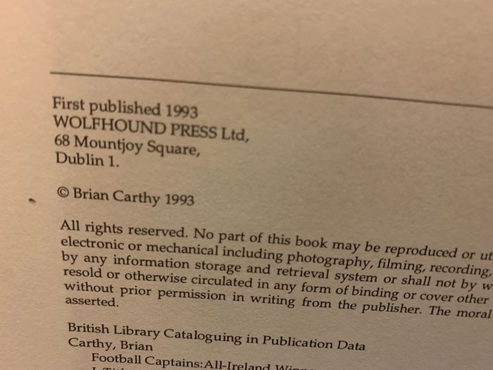 GAA Book 'Football Captains' In VG Condition