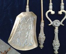 Brass, companion set, Fireside set, solid brass